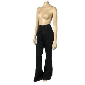 Re/Done Dark Denim Striped Riding Flare Jeans